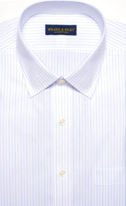Classic Fit Sky / navy Alternating Stripe Spread Collar Non - Iron broadcloth Dress Shirt - Wilkes & Riley, LLC