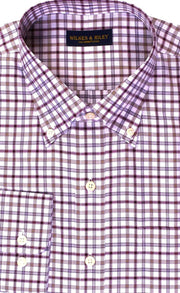 Tailored Fit Olive Multi Twill Plaid Button - Down Collar Non - Iron Sport Shirt - Wilkes & Riley, LLC