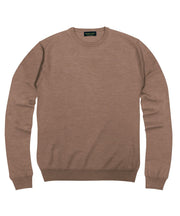 100% Pure Merino Wool Zegna Baruffa Crewneck Sweater - Camel - Wilkes & Riley, LLC