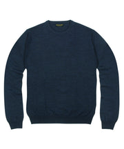 100% Pure Merino Wool Zegna Baruffa Crewneck Sweater - Navy - Wilkes & Riley, LLC