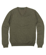 100% Pure Merino Wool Zegna Baruffa V - Neck Sweater - Brown - Wilkes & Riley, LLC
