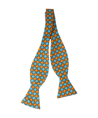 Orange Medallion Self Bow Tie
