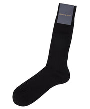 Black Ribbed Cotton Lisle “Filo Di Scozia” - Mid Calf - Wilkes & Riley, LLC