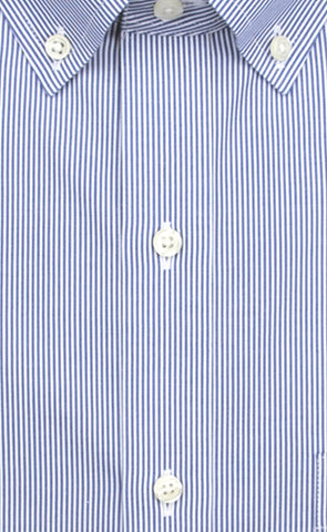 Wilkes & Riley Tailored Fit Blue Fine Line Stripe Button-Down Collar Supima® Cotton Non-Iron Pinpoint Oxford Dress Shirt Alt