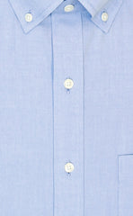 Classic Fit Blue Solid Button-Down Collar Supima® Cotton Non-Iron Pinpoint Oxford Dress Shirt