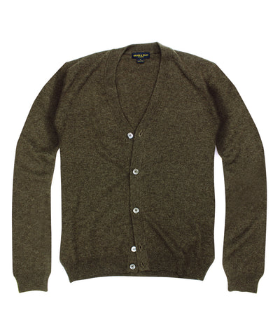 100% Cashmere Cardigan Sweater w/ Loro Piana Yarn - Brown