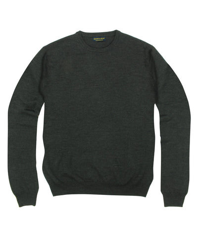 100% Pure Merino Wool Zegna Baruffa Crewneck Sweater - Charcoal