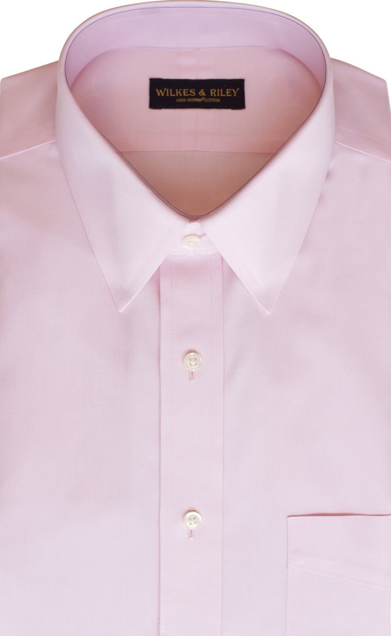 Classic Fit Pink Solid Point Collar Non-Iron Men's Dress Shirt Wilkes & Riley, LLC Classic Fit Pink Solid Point Collar Non-Iron Men's Dress Shirt Wilkes & Riley, LLC
