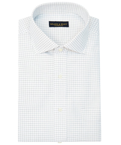 Slim Fit Grey Check English Spread Collar Supima® Cotton Non-Iron Twill Dress Shirt