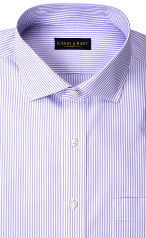 Classic Fit Lavender Bengal Stripe English Spread Collar Supima® Cotton Non-Iron broadcloth Dress Shirt (B/T)