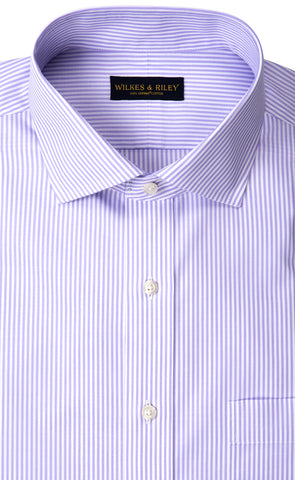 Classic Fit Lavender Bengal Stripe English Spread Collar Supima® Cotton Non-Iron broadcloth Dress Shirt