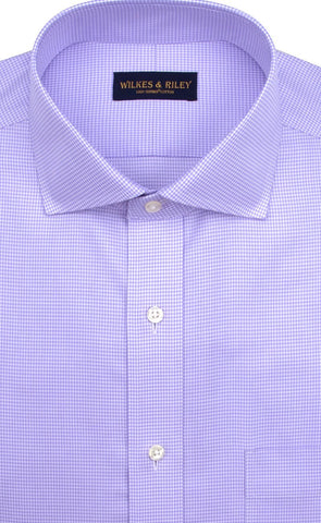 Classic fit Purple Houndstooth English Spread Collar Supima® Cotton Non-Iron Twill Dress Shirt