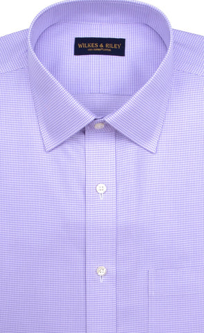Tailored Fit Purple Houndstooth Spread Collar Supima® Cotton Non-Iron Twill Dress Shirt (B/T)