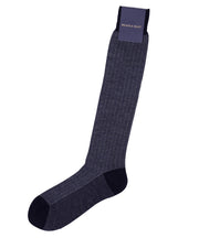 Navy Herringbone Zegna Baruffa Merino Wool - Over the Calf sock - Wilkes & Riley, LLC
