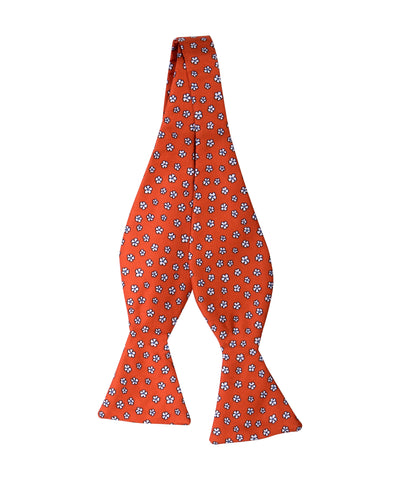 Orange Floral Self Bow Tie