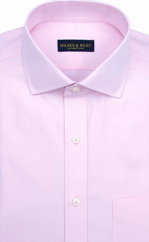 Slim Fit Pink Solid English Spread Collar Supima® Cotton Non-Iron Pinpoint Oxford Dress Shirt