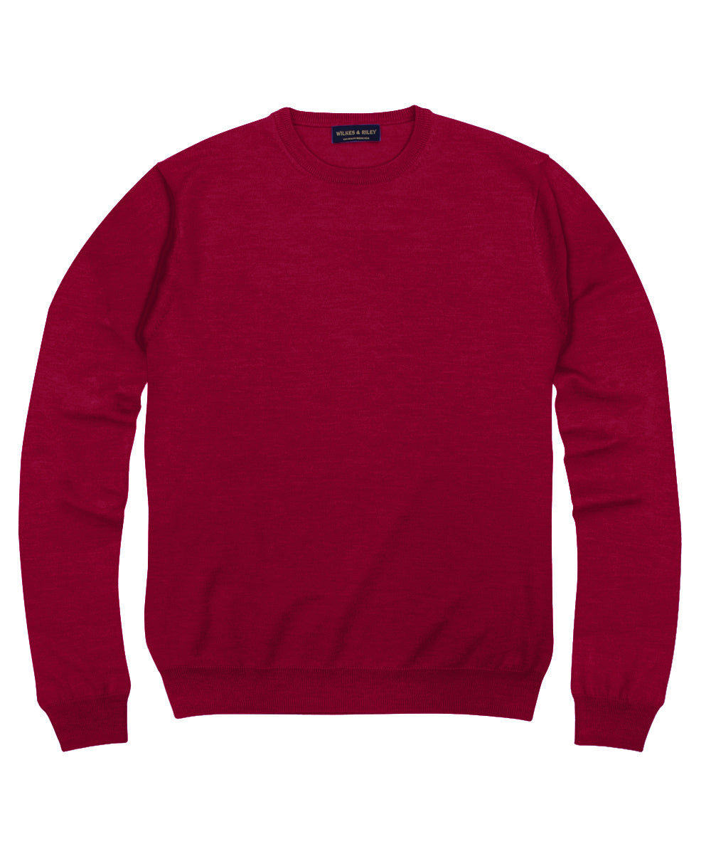 100% Pure Merino Wool Zegna Baruffa Crewneck Sweater - Red