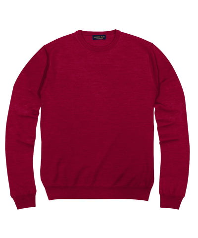 100% Pure Merino Wool Zegna Baruffa Crewneck Sweater - Red