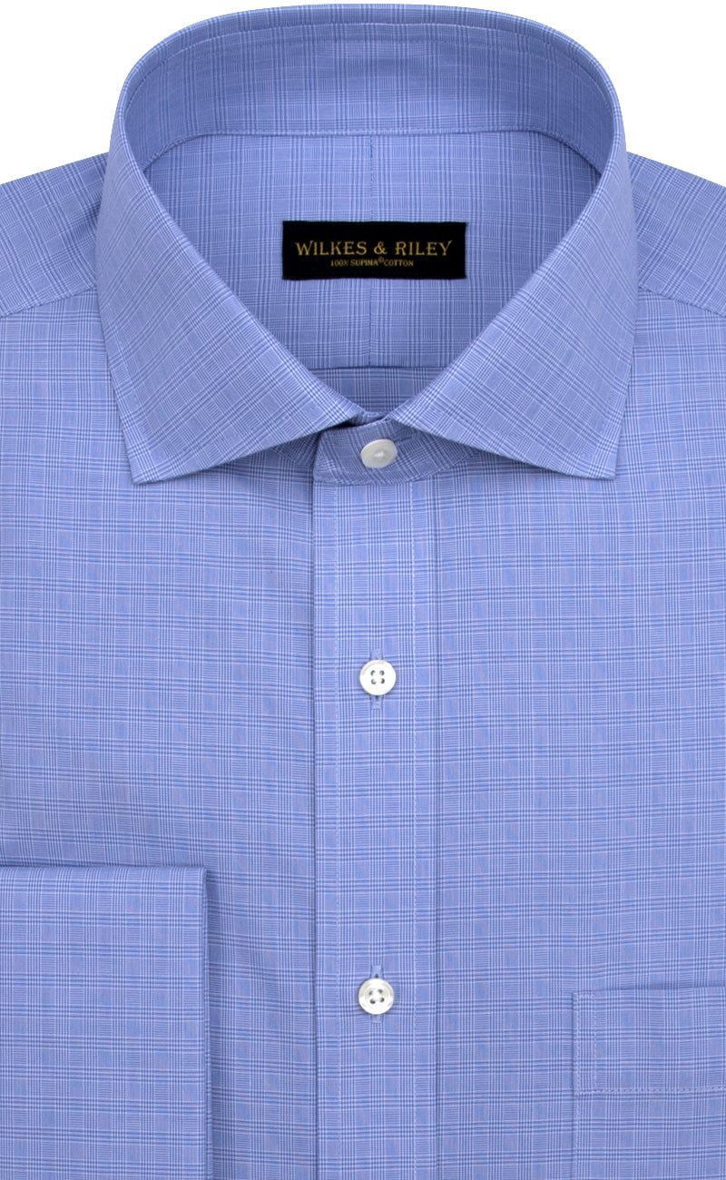 Slim Fit Blue Micro Plaid French Cuff Non Iron Men's Dress Shirt – Wilkes &  Riley, LLC