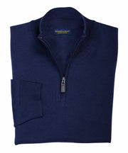 Ultra - fine Zegna Baruffa Half - Zip Merino Wool Sweater - Navy - Wilkes & Riley, LLC