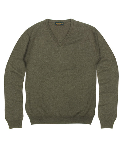 100% Pure Merino Wool Zegna Baruffa V-Neck Sweater - Brown