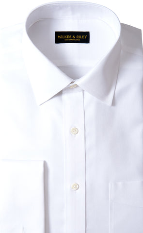 Slim Fit White Royal Oxford Spread Collar French Cuff Supima® Cotton Non-Iron Dress Shirt