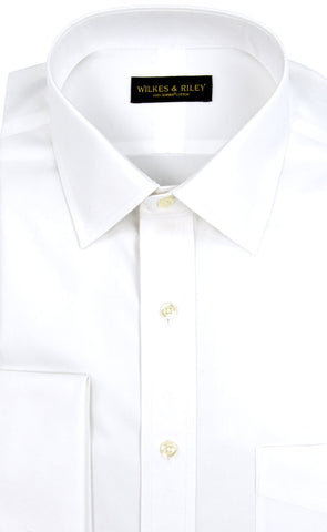 Classic Fit White Solid Spread Collar French Cuff Supima® Cotton Non-Iron Pinpoint Oxford Dress Shirt (B/T)