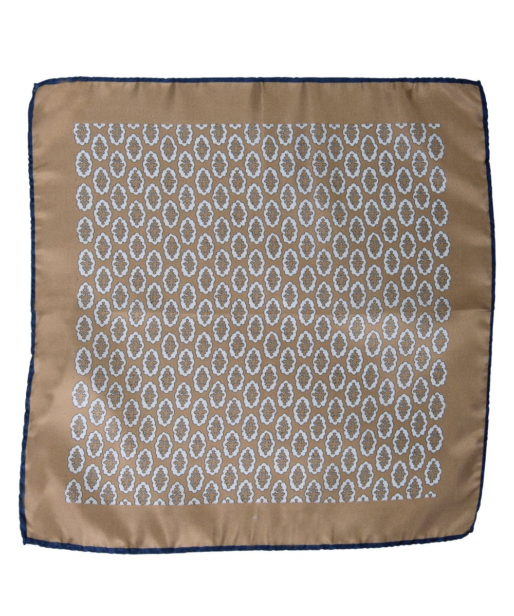 Wilkes & Riley Hand - Rolled Pocket Square - Gold Foulard - Wilkes & Riley, LLC