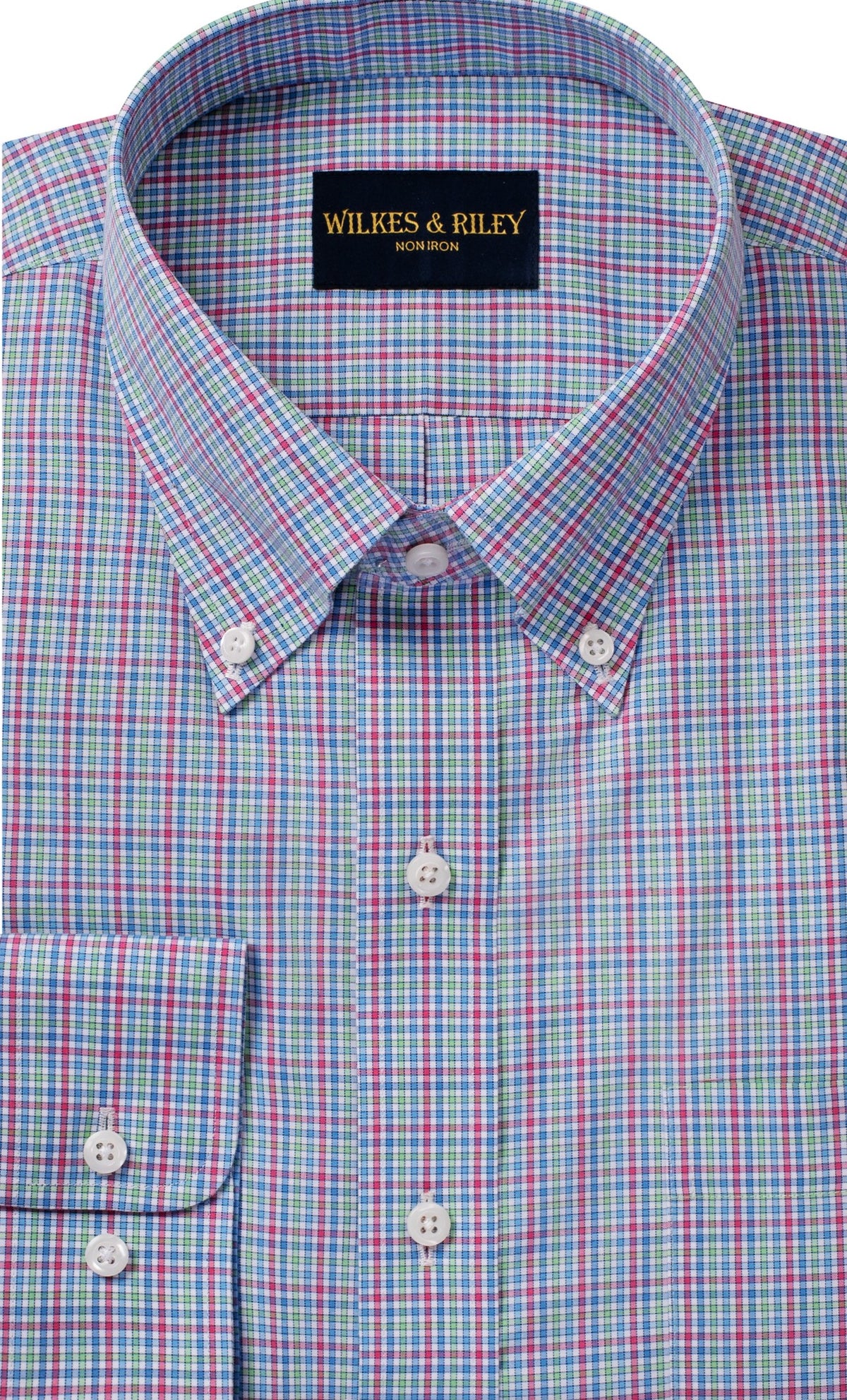 Pink/ Green / Blue Multi Check Button-Down Collar Non-Iron Sport Shirt