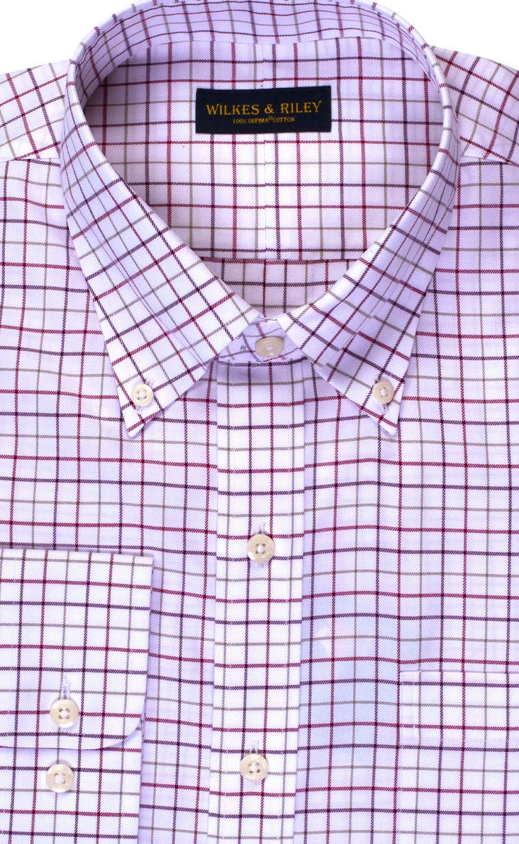 Tailored Fit Multi Check Twill Check Button-Down Collar Non-Iron Sport Shirt