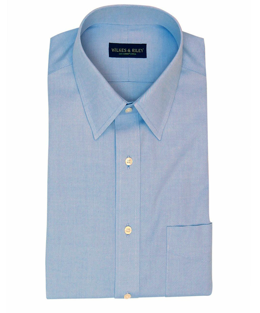 Blue Pinpoint Oxford Non-Iron Dress Shirt - Point Collar