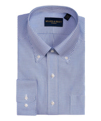 Tailored Fit Blue graph Check Button-Down Collar Non-Iron Pinpoint Oxford Dress Shirt