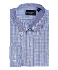 Tailored Fit Blue graph Check Button-Down Collar Non-Iron Pinpoint Oxford Dress Shirt