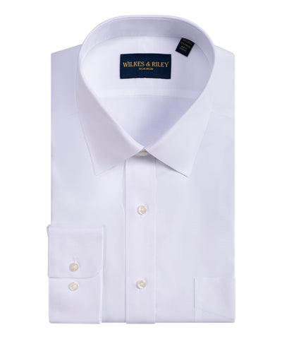 White Pinpoint Oxford Non-Iron Dress Shirt - Spread Collar