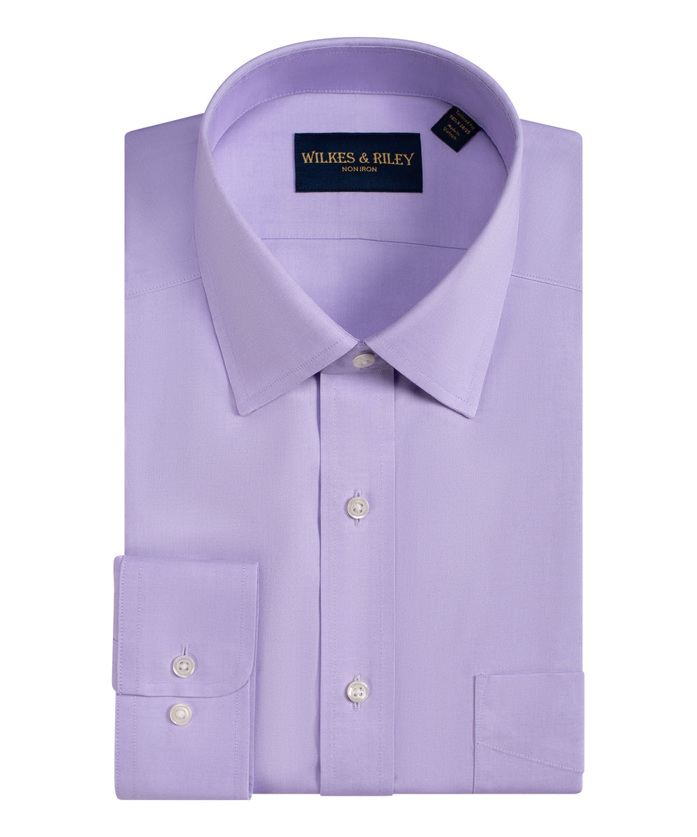 Classic Fit Lavender Spread Collar Collar Non-Iron Pinpoint Oxford Dress Shirt