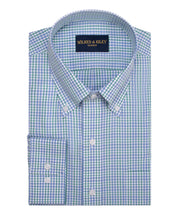 Green / Blue Check Button-Down Collar Non-Iron Sport Shirt