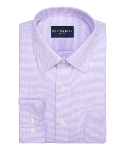 Classic Fit lavender Houndstooth Spread Collar Supima® Cotton Non-Iron Twill Dress Shirt