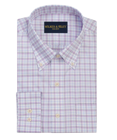 Sky / Lavender Twill Check Button-Down Collar Non-Iron Sport Shirt