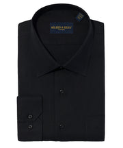 Black Solid Spread Collar Non-Iron Dress Shirt