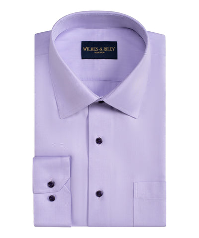 Lavender Spread Collar Non-Iron Herringbone Dress Shirt