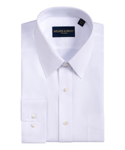 White Pinpoint Oxford Non-Iron Dress Shirt - Point Collar