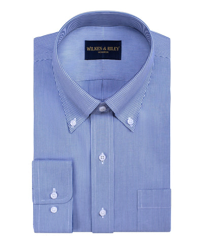 Blue Pinpoint Oxford  Fine Line Non-Iron Dress Shirt - Button-Down