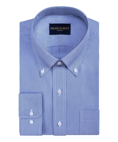 Blue Pinpoint Oxford  Fine Line Non-Iron Dress Shirt - Button-Down