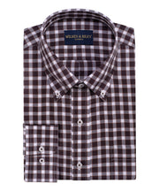 Brown Herringbone Check Button-Down Collar Non-Iron Sport Shirt