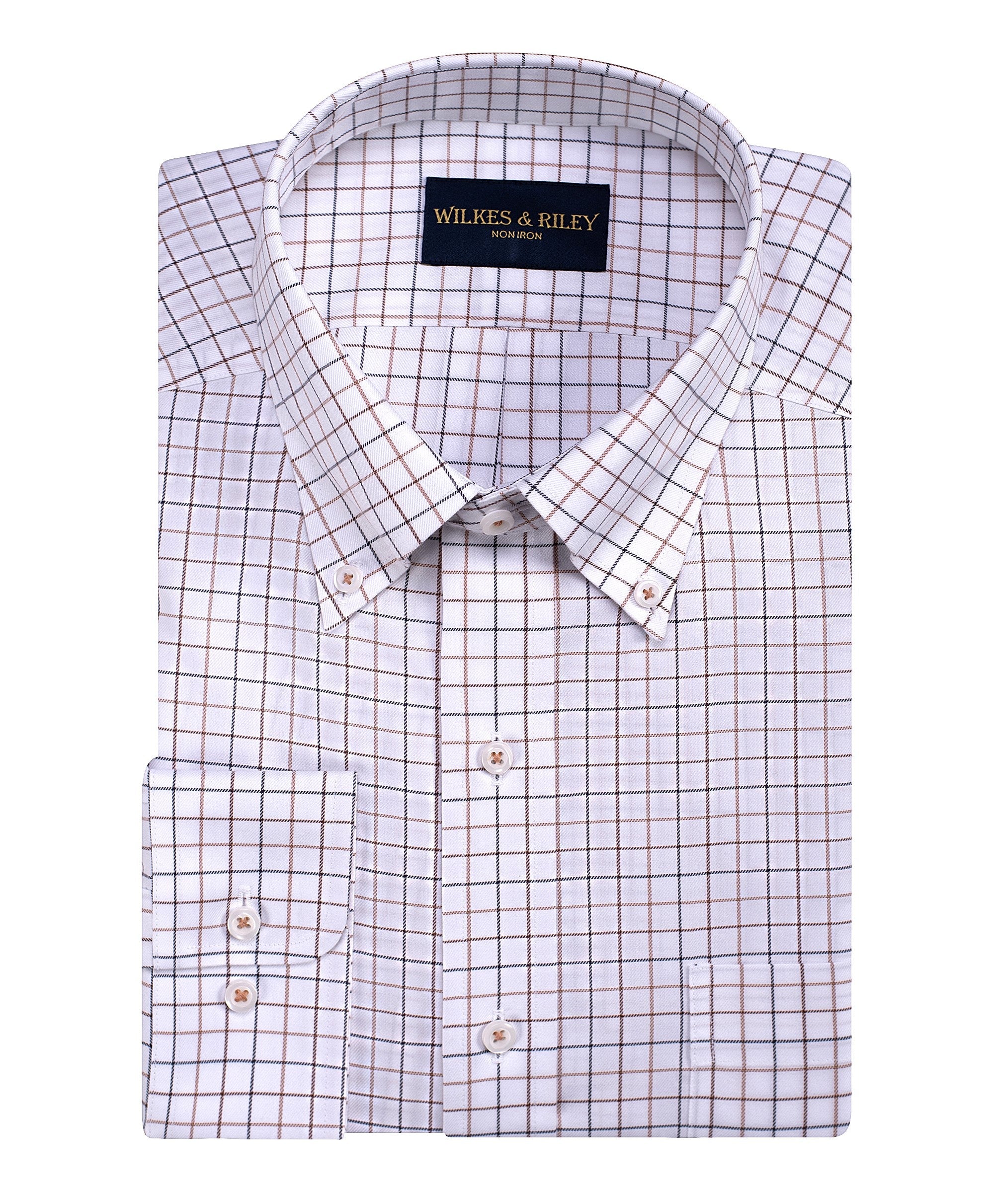 Pumpkin Twill Tattersall Button-Down Collar Non-Iron Sport Shirt