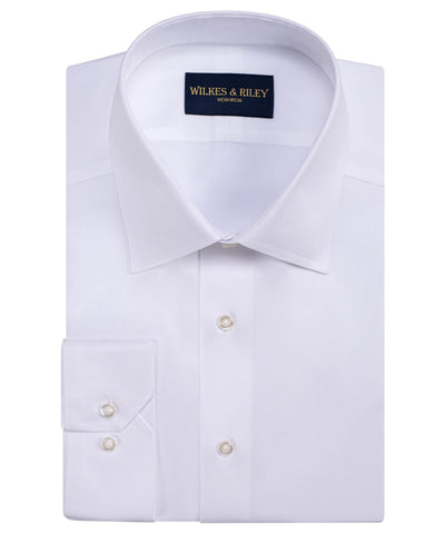 Classic Fit White Twill Spread Collar Non-Iron Dress Shirt