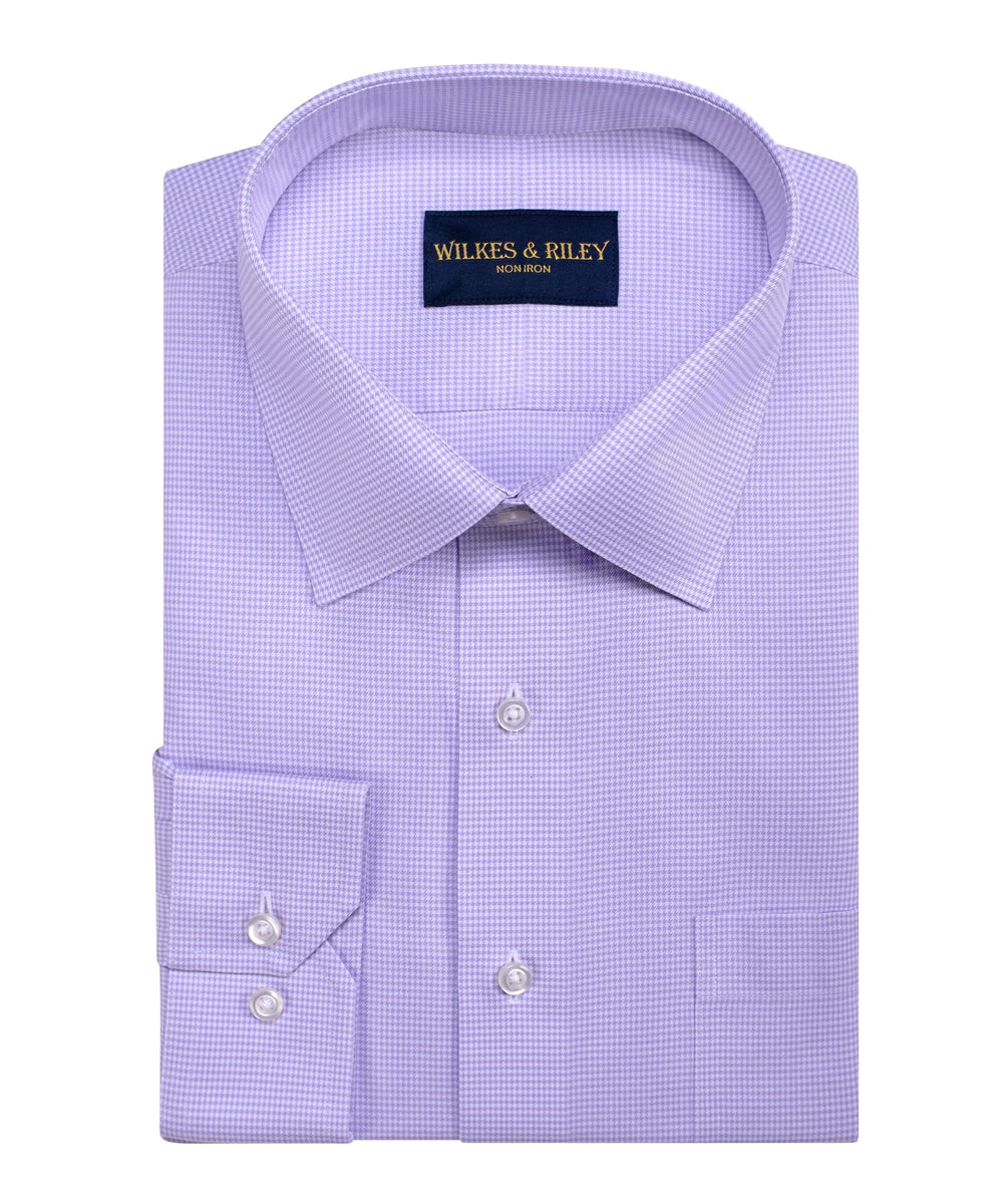 Wilkes & Riley Blue Houndstooth English Spread Collar