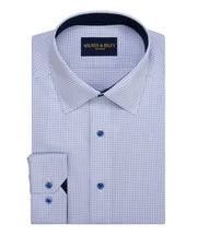 Blue Check Contrast Trim Dress Shirt - Wilkes & Riley, LLC