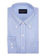 Blue graph Check Non - Iron Pinpoint Oxford Dress Shirt - Button - Down - Wilkes & Riley, LLC