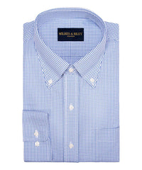 Blue graph Check Non - Iron Pinpoint Oxford Dress Shirt - Button - Down - Wilkes & Riley, LLC